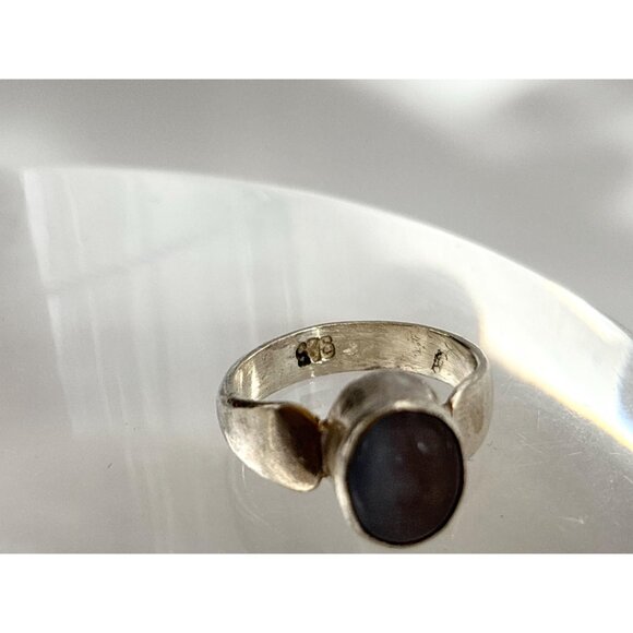 Moonstone Accented Modernist Minimalist 925 Sterling Silver Vintage Ring - sz 6 - Picture 6 of 11